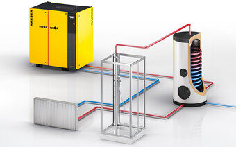 Система рекуперації тепла, підключена до системи виробництва гарячої води