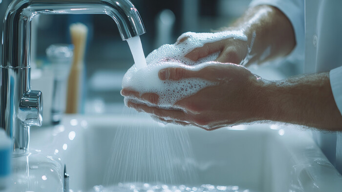 Гаряча вода для миття рук нагрівається за рахунок рекуперації тепла від компресора.